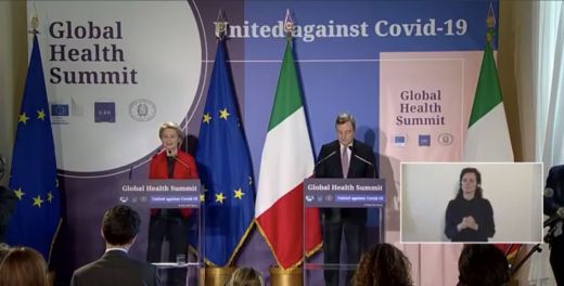 Der Globale Gesundheitsgipfel fand am 21. Mai 2021 in Rom unter dem Vorsitz von Premierminister Mario Draghi und der Präsidentin der EU-Kommission Ursula von der Leyen statt. 